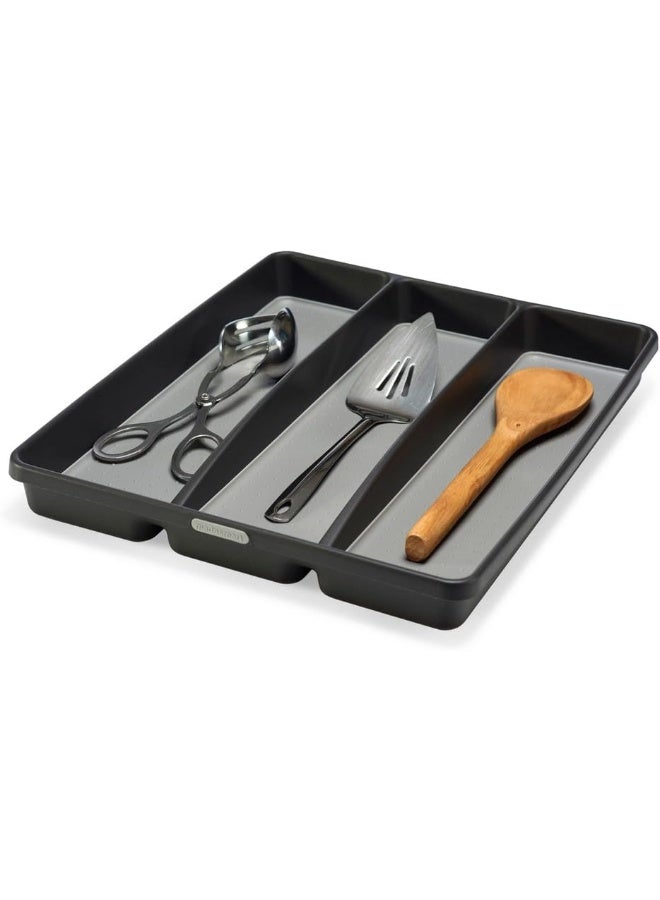 madesmart Classic Utensil Tray Granite | CLASSIC COLLECTION | 3-Compartments | Kitchen Organizer | Non-slip Lining and Rubber Feet | Easy to Clean | BPA-Free Large Black - Image 2